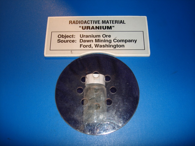 DSC01247 A sample of uranium ore. They give you a simple Geiger counter, and they allow you to personally get a reading for a number of materials.